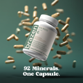 Brazen Sea Moss supplement bottle with capsules on a green background