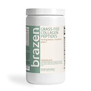 Brazen grass-fed collagen peptides container on a white background